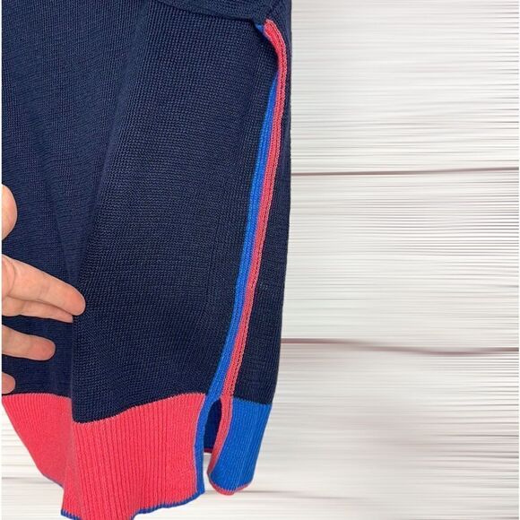 Boden Small Navy Blue Colorblock Linen Knit Casual Crewneck Sweater XS - Picture 5 of 11